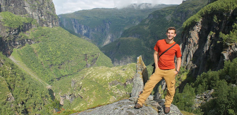 Evan on the way to Vassbygdi on Fjordland walking holiday in Norway