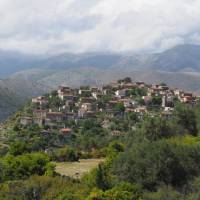 The hilltop village of Qeparo close to the Albanian Southern Coast
