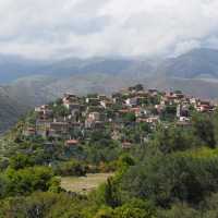 The hilltop village of Qeparo close to the Albanian Southern Coast