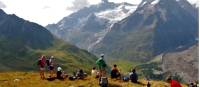 Enjoying the views of the Mont Blanc Massif and the Miage Glacier |  <i>Ryan Graham</i>
