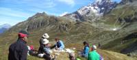 Hikers taking a rest and absorbing the incredible views around Mont Blanc | Kerren Knighton