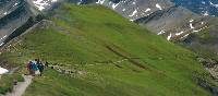 The steep descent from the Grand Col Ferret; the pass linking the Swiss and Italian section of the Mont Blanc Circuit | Sue Badyari