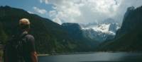 Hiker on Gosau Lake, Salzkammergut, Austria | Kate Baker