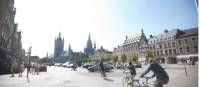 Head into the Grand Place in Ypres on your bike