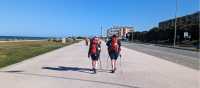 Two keen walkers setting off on the Portuguese Camino Trail. | Dana Garofani