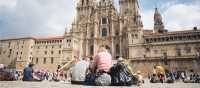 Celebrating the end of the Camino de Santiago