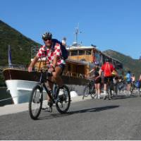 Cyclist setting off on his ride while on a Cycle & Sail trip in Croatia