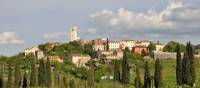 The village of Oprtalj situated across the Mirna river valley from the village of Motovun