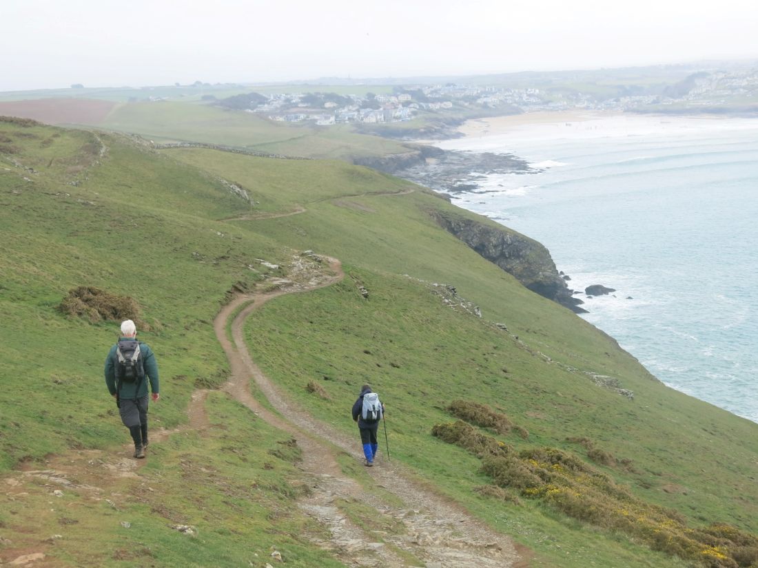South West Coast Path walking along a grassy clifftop trail above the sea |  Peter Wells
