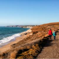 Walking the South West Coast Path near Porthleven in England