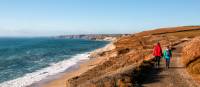 Walking the South West Coast Path near Porthleven in England