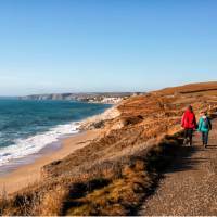 Walking the South West Coast Path near Porthleven in England