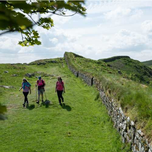 Follow Hadrian's Wall over rolling hills
