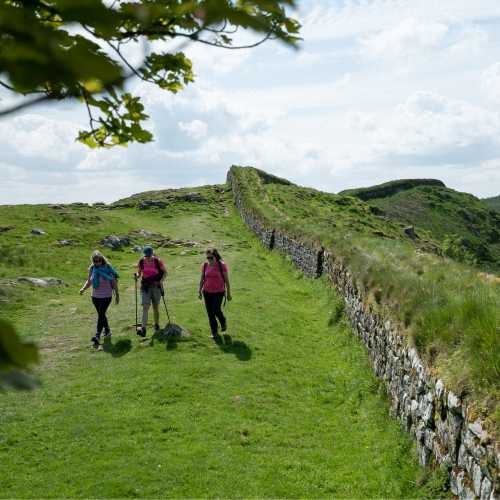 Follow Hadrian's Wall over rolling hills