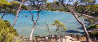 Enjoying secluded swims on a beach in Porquerolles island along the French Riviera