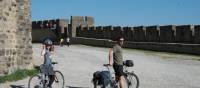 Cyclists on the ramparts of Carcassonne | Kate Baker