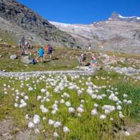 Group having a break on the challenging Tour de Monte Rosa Walk | Andrew Bain