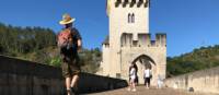 Pilgrim on the bridge in Cahors | Jaclyn Lofts