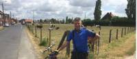 Cyclist at Molenaarelst, where his grandfather was wounded during the war |  <i>Richard Tulloch</i>