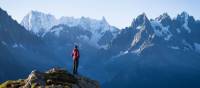 A hiker admires the mountain views near Chamonix