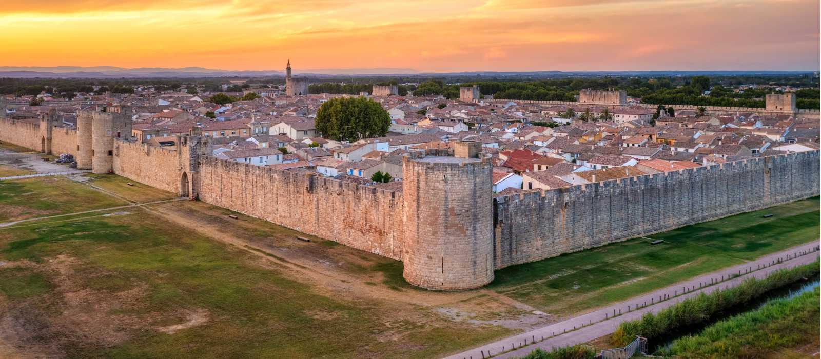The historical walled town of Aigues-Mortes in France