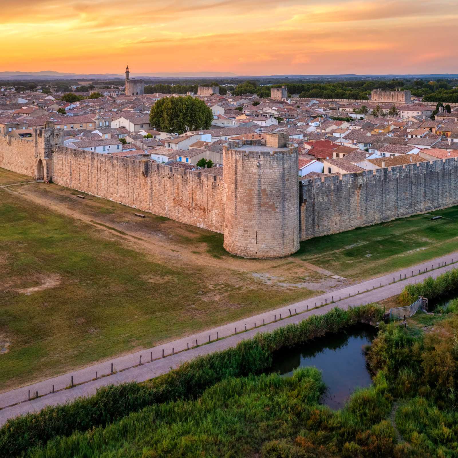 The historical walled town of Aigues-Mortes in France