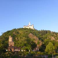 Marksburg castle above the town of Braubach on the Rhine