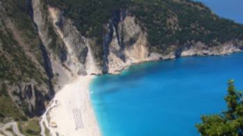 Myrtos beach on the island of Cephalonia, Greece