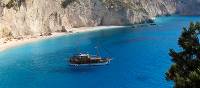 Boat anchored off shore, Ionian Islands, Greece