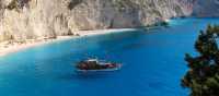 Boat anchored off shore, Ionian Islands, Greece