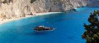 Boat anchored off shore, Ionian Islands, Greece