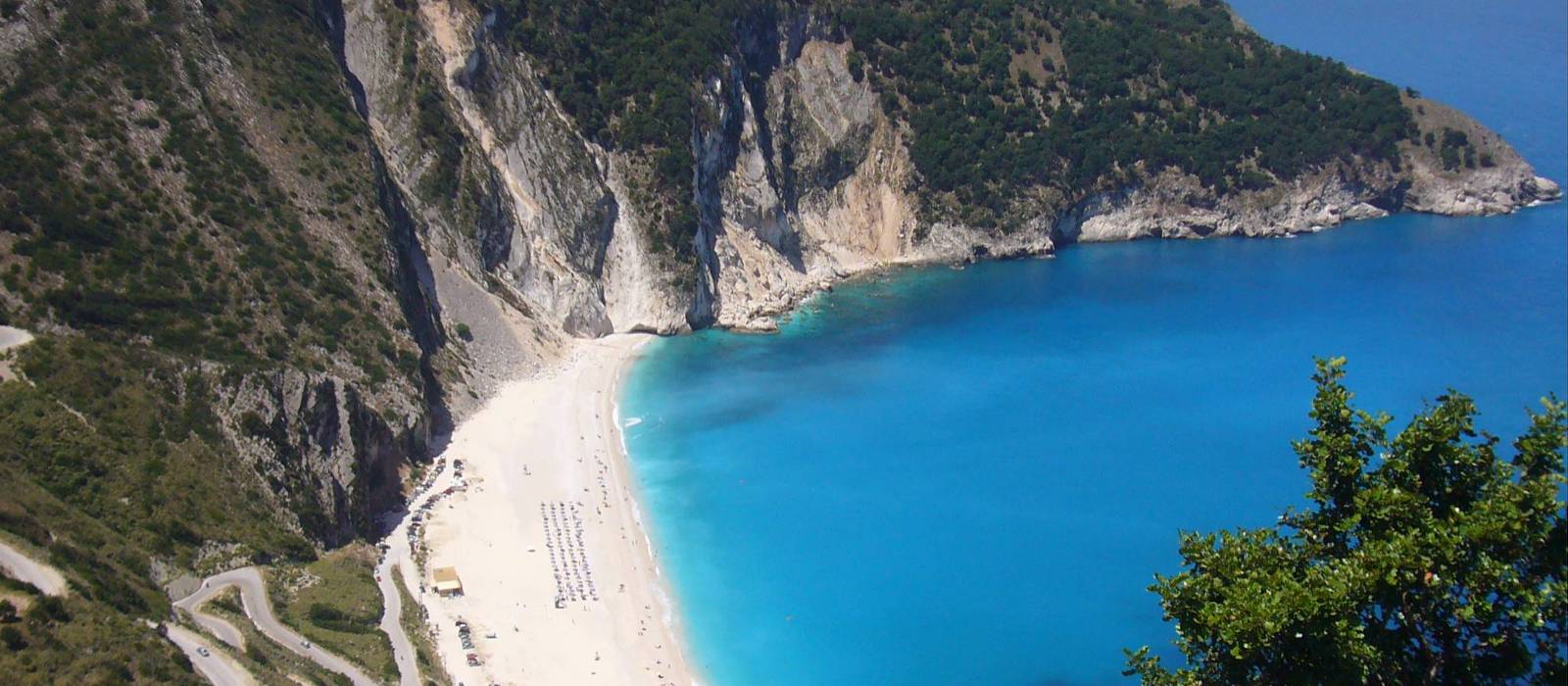 Myrtos beach on the island of Cephalonia, Greece