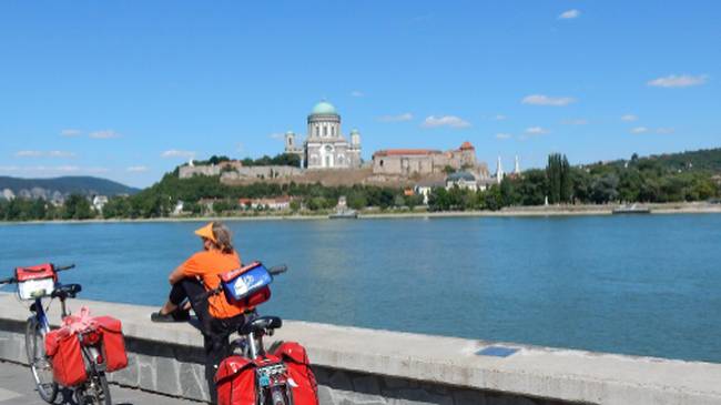 Resting by the Danube with the Esztergom Basilica in the distance