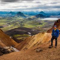 A hiker on the Laugavegur Trail in Iceland