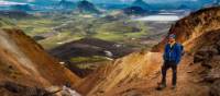 A hiker on the Laugavegur Trail in Iceland