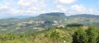 Walking on the open landscapes of western Tuscany on the St Francis Way
