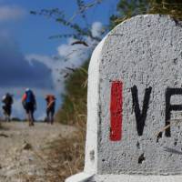 The road markers and other signs make it easier for self guided walkers on the Via Francigena