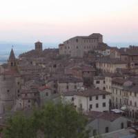 The hilltop town of Anghiari along the St Francis Way in western Tuscany