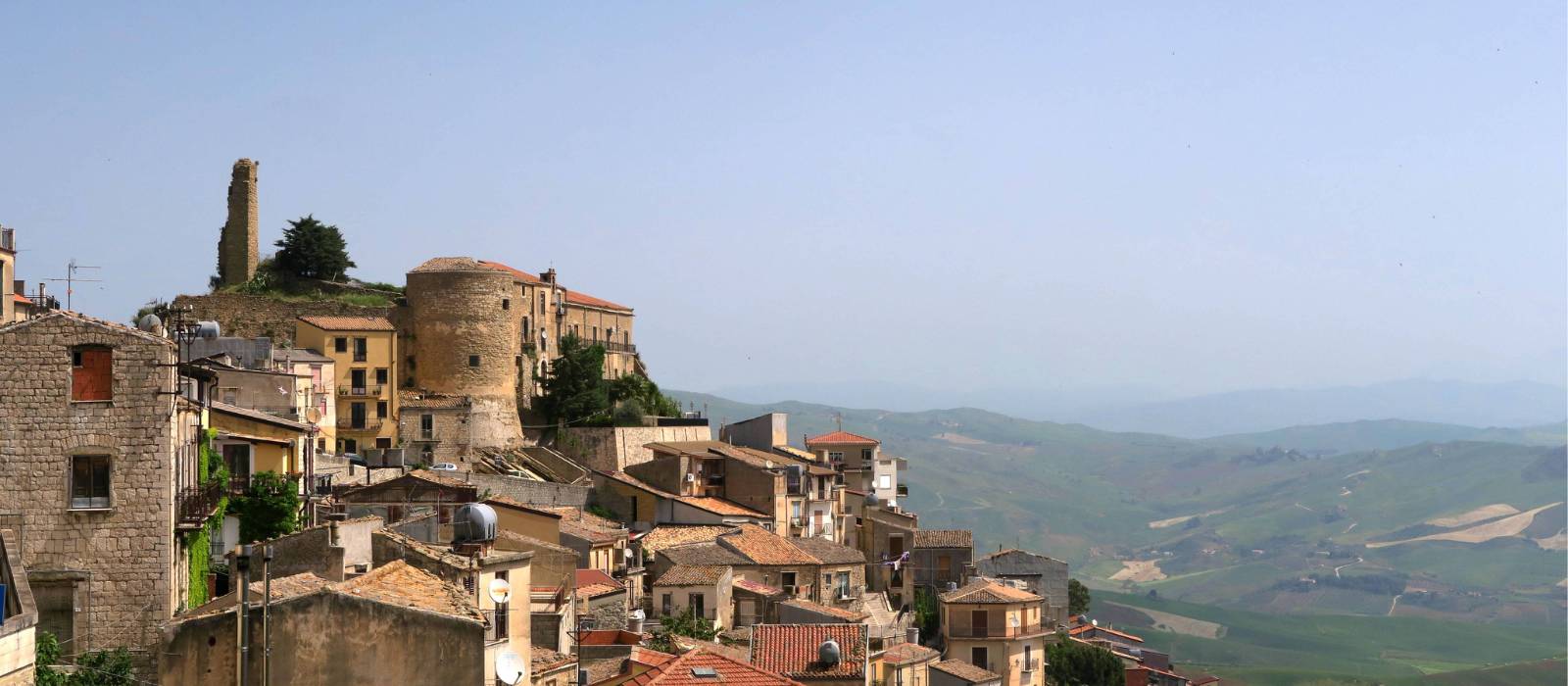 The hilltop town of Cammarata on the Magna Via Francigena in Sicily