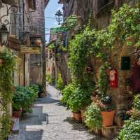 Beautiful lanes of Capranica on the Via Francigena