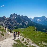 A group of hikers in the Dolomites