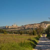 Walking into Assisi on the St Francis Way