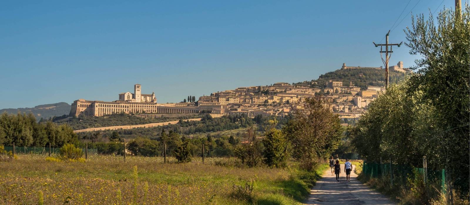 Walking into Assisi on the St Francis Way