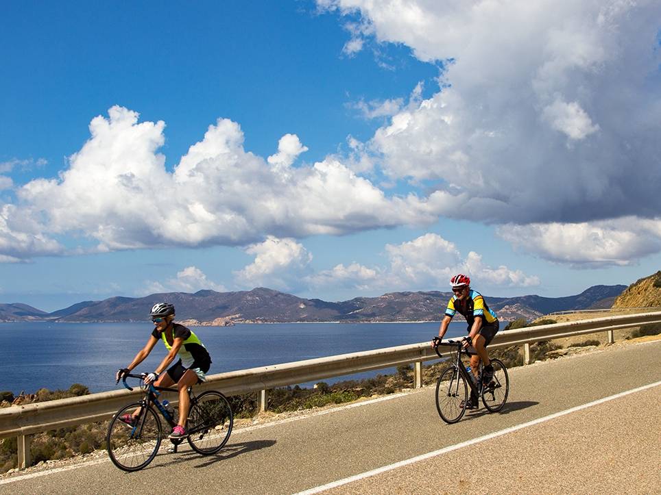 Cyclist on Sardinia's south coast