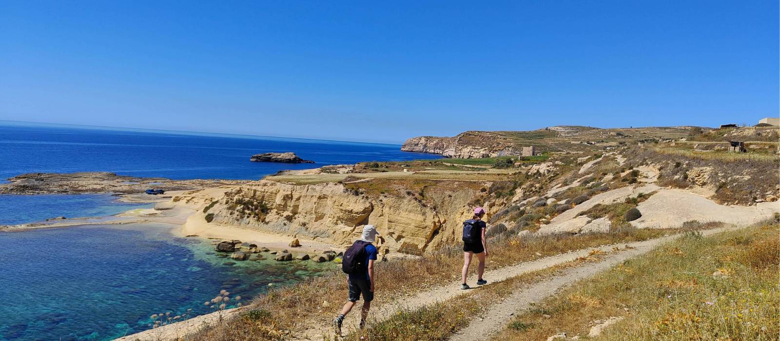Hikers on coast route from Xlendi to Mgarr