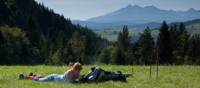 Soaking up the sun on a break from the trail in Poland