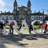 Camino group having fun in the historic Portuguese city of Braga. | Garry Glazebrook