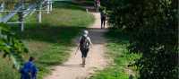 Pilgrims walking the Camino Portuguese