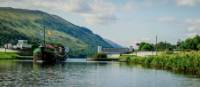 The Ros Crana barge leaving Loch Oich