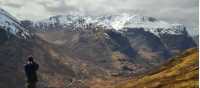 Views of snow-capped mountains along the West Highland Way